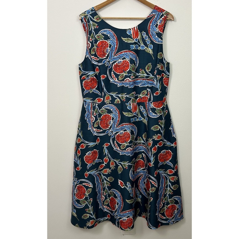 Escada Size 44 IT US 12 Women's  Dress Sleeveless‎ Blue Floral Midi Pockets